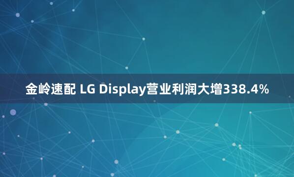 金岭速配 LG Display营业利润大增338.4%